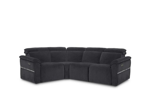 Dolomite Small Fabric Left Hand Facing Corner Sofa with Power Recliner - Iron Grey