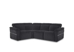 Dolomite Small Fabric Left Hand Facing Corner Sofa with Power Recliner - Iron Grey