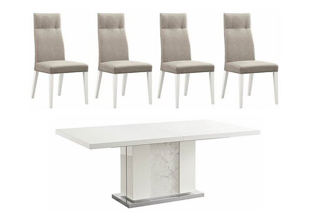 ALF - Fascino Large Extending Dining Table and 4 Faux Leather Chairs