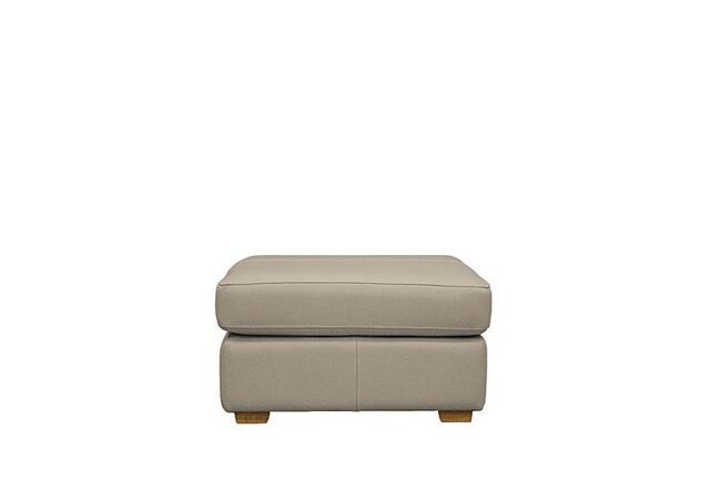 G Plan - Seattle Leather Footstool with Wooden Feet - Oxford Mushroom