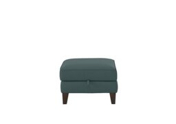 Ideal Home - Brondby Leather Storage Footstool - BV Lake Green