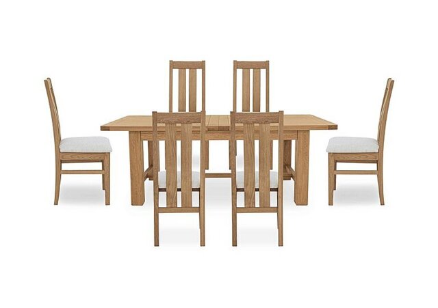 Furnitureland - Augusta Large Rectangular Extending Dining Table and 6 Wooden Slatted Back Chairs