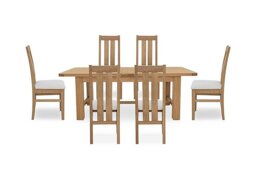Furnitureland - Augusta Large Rectangular Extending Dining Table and 6 Wooden Slatted Back Chairs