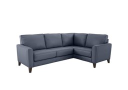 World of Leather - Brondby Small BV NC Leather Right Hand Facing Corner Sofa - BV Ocean Blue