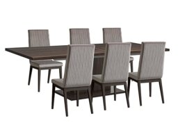 Venezia 200 cm Extending Dining Table and 6 Fluted Fabric Chairs Set - Walnut