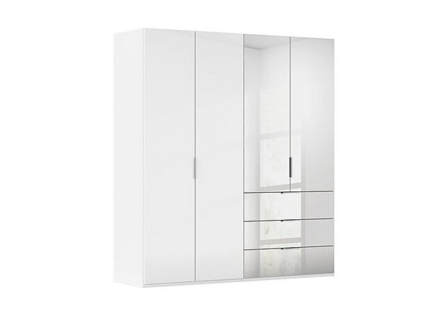 Rauch - Formes 4 Door Bifold Combi Wardrobe with 2 Full-Height Glass Doors - White/White Front