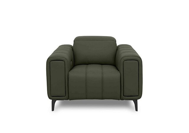 Elphaba Leather Recliner Chair with Power Recliner with Storage Arms - Oslo Pine