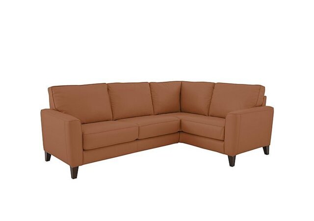 Ideal Home - Brondby Small NC Leather Right Hand Facing Corner Sofa - Pecan Brown