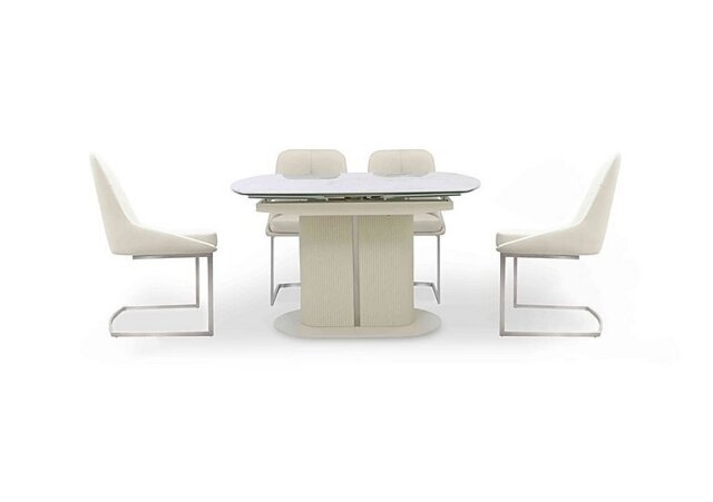 Avorio Swivel Extending Dining Table and 4 Cantilever Chairs Set