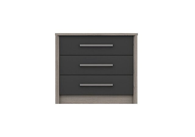 London Bedrooms - Euston 3 Drawer Chest - Grey Oak/Graphite Gloss