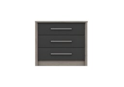 London Bedrooms - Euston 3 Drawer Chest - Grey Oak/Graphite Gloss
