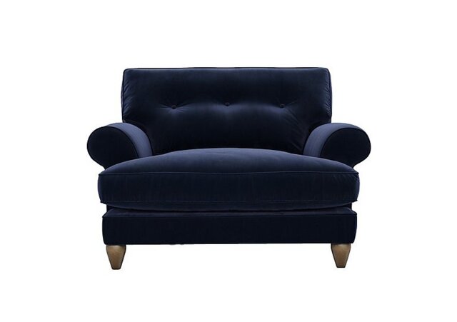 The Lounge Co. - Bronwyn Fabric Classic Back Snuggler - Midnight Indigo with Washed Oak Feet