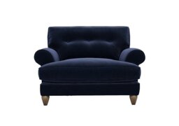 The Lounge Co. - Bronwyn Fabric Classic Back Snuggler - Midnight Indigo with Washed Oak Feet