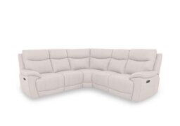 Sloane Leather Large Power Recliner Corner Sofa - Cotton - Sofas and Armchairs