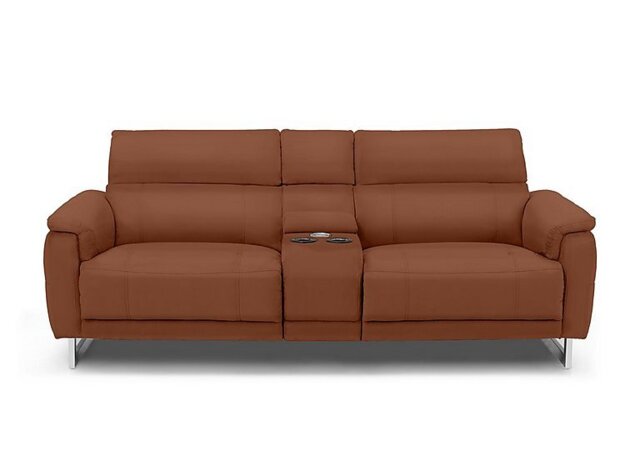 Moet 3 Seater Leather Power Recliner Sofa with Telescopic Headrests and Smart Console - Butterscotch