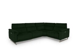 Moet Fabric Power Recliner Right Hand Facing Corner Sofa with Telescopic Headrests - Bottle Green