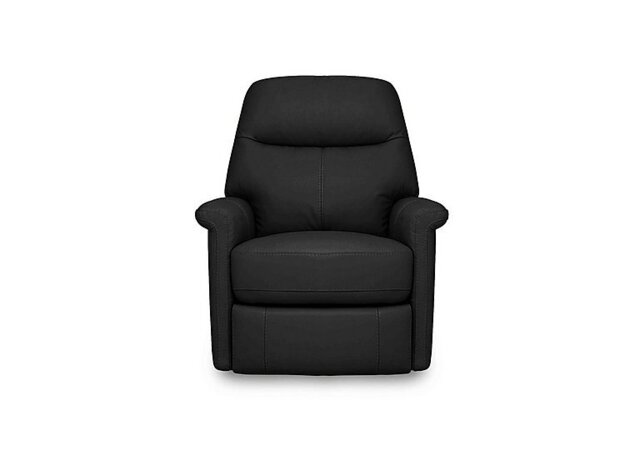 World of Leather - Compact Collection Lille Leather Rocker Swivel Chair with Power Recliner - Black