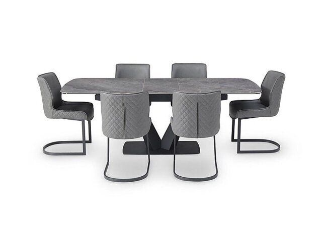 Cupra Pop Up Extending Dining Table and 6 Chairs - 180-cm - Charcoal