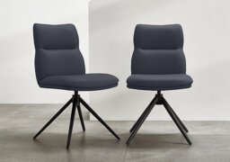 Quattro Pair of Swivel Dining Chairs - Black
