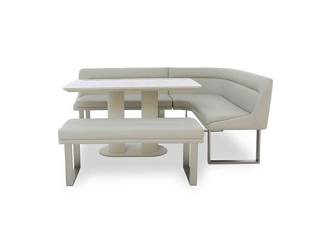 Avorio Fixed Dining Table, Low Bench and Right Hand Facing Corner Bench Set