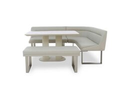 Avorio Fixed Dining Table, Low Bench and Right Hand Facing Corner Bench Set
