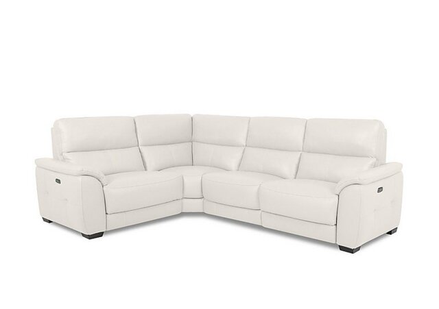 World of Leather - Saffron Small BV Leather Power Recliner Left Hand Facing Corner Sofa - BV Star White