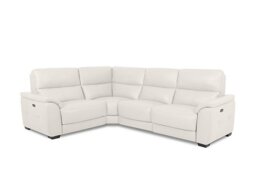 World of Leather - Saffron Small BV Leather Power Recliner Left Hand Facing Corner Sofa - BV Star White
