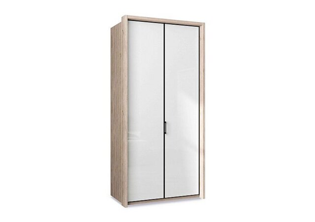 Wiemann - Dallas 107cm 2 Door Hinged Glass Wardrobe - Holm Oak and White