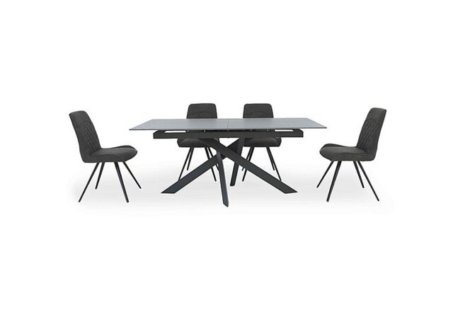 Warrior Grey Extending Dining Table with 4 Standard Chairs - Grey