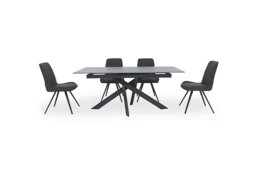 Warrior Grey Extending Dining Table with 4 Standard Chairs - Grey