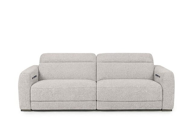 Edison Large Fabric 3 Seater Power Recliner Sofa with Power Headrests and Lights - Mink - Sofas and Armchairs - In Time for Christmas