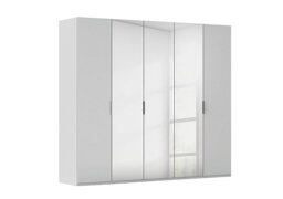 Rauch - Formes 5 Door Bifold Glass Wardrobe with 3 Mirror Doors - Silk Grey/Silk Grey Front