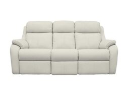 G Plan - Kingsbury 3 Seater Leather Power Battery Recliner Sofa with Power Headrests - Oxford Light Grey - Sofas and Armchairs - In Time for Christmas