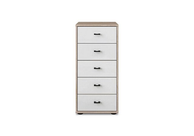 Wiemann - Dallas 40cm 5 Drawer Glass Chest - Holm Oak and White