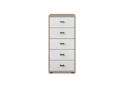 Wiemann - Dallas 40cm 5 Drawer Glass Chest - Holm Oak and White