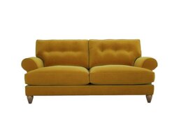 The Lounge Co. - Bronwyn 3 Seater Fabric Classic Back Foam Fill Sofa With Washed Oak Feet - Golden Spice
