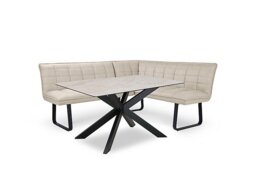 Luno Fixed Dining Table and Right Hand Facing Corner Bench