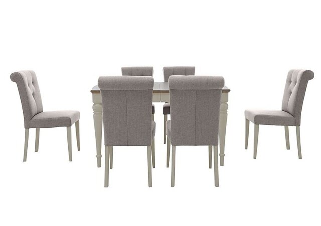 Furnitureland - Annecy Extending Dining Table with 6 Upholstered Chairs