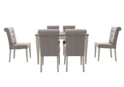 Furnitureland - Annecy Extending Dining Table with 6 Upholstered Chairs
