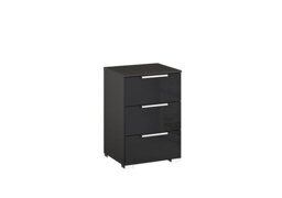 Rauch - Formes Glass 3 Drawer Bedside Chest - Graphite/Basalt Front