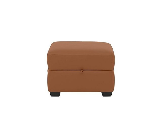 World of Leather - Missouri NC Leather Storage Footstool - Pecan Brown