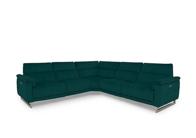 Moet Large Fabric Power Recliner Corner Sofa with Telescopic Headrests - Opulence Teal - Sofas and Armchairs - In Time for Christmas
