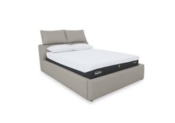 World of Leather - Tyrell Leather Manual Ottoman Bed Frame - King Size - Silver Grey