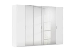 Rauch - Formes 6 Door Bifold Glass Wardrobe with 4 Mirror Doors - White/White Front
