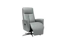 G Plan - Maribo Leather Lift and Rise Power Recliner Chair with Power Headrest and Black Base - Cambridge Grey