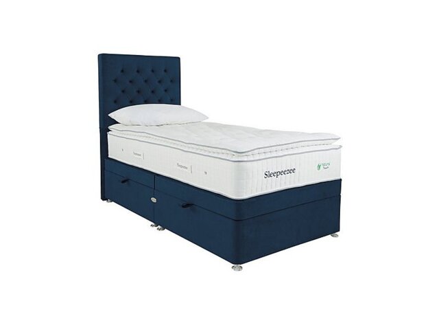 Sleepeezee - Natural Touch 3000 Pillowtop Side Ottoman Divan Set - Single - Plush Navy