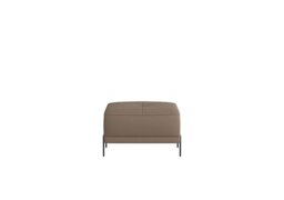 Nicoletti - Theron Leather Footstool - Botero Taupe with Titanium Feet