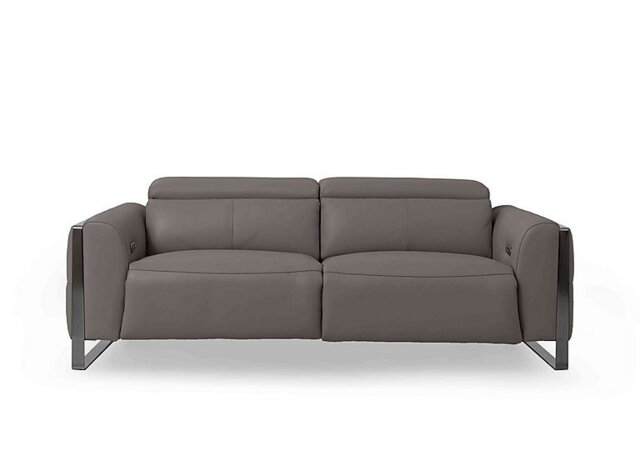 Gisella Leather 3 Seater Power Recliner Sofa with Power Headrests - Elephant
