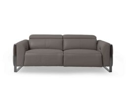 Gisella Leather 3 Seater Power Recliner Sofa with Power Headrests - Elephant