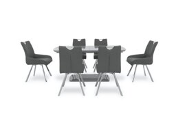 Nadal Extending Dining Table, 4 Swivel Chairs and 2 Swivel Arm Chairs